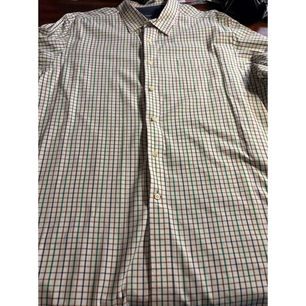 Cremieux Classics Mens XXL Plaid Button Down Shirt Green Blue Brown Long Sleeve